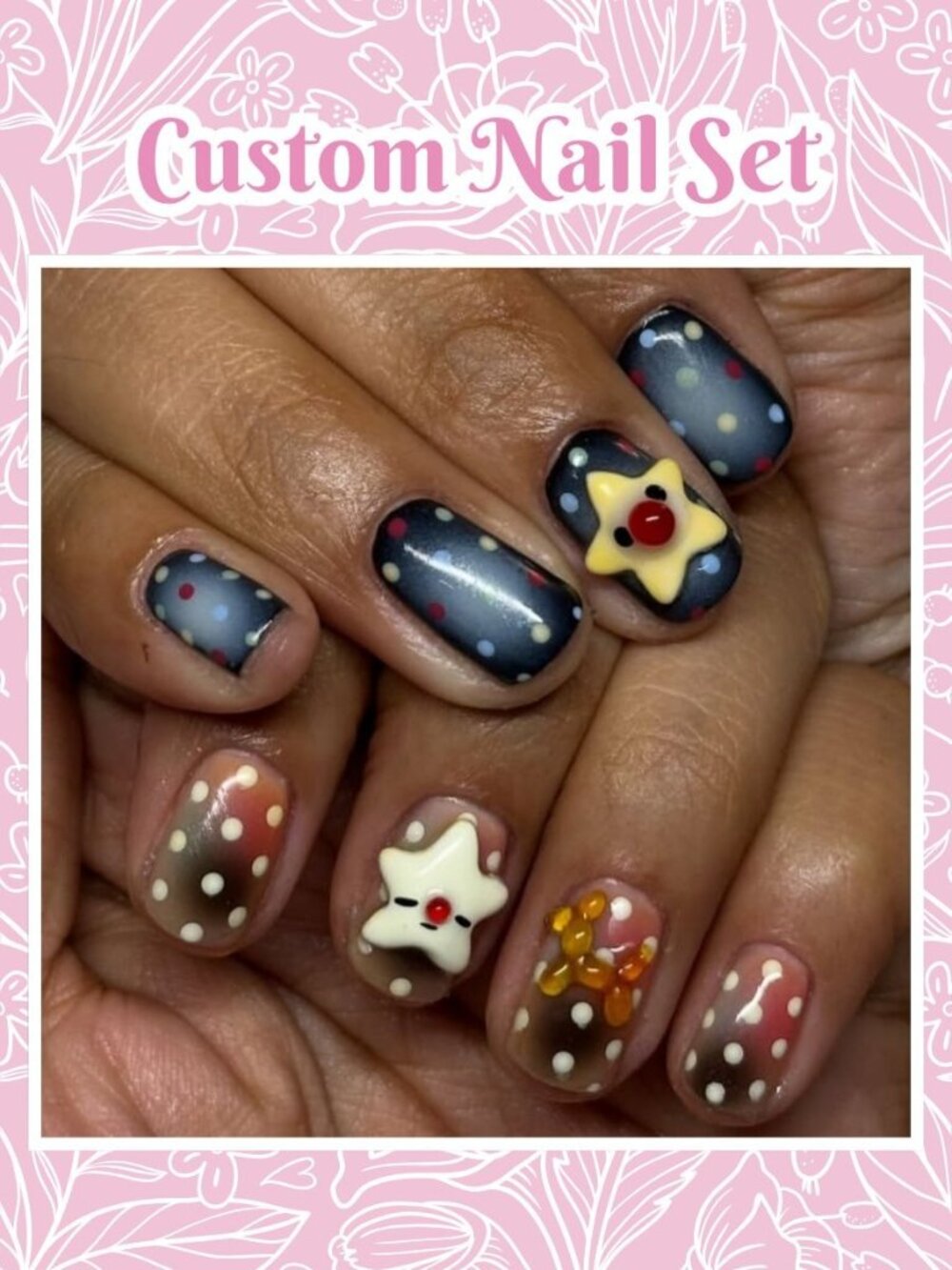 Vintage Starry Clown Custom Reusable Press-On Nails (Made to Order)